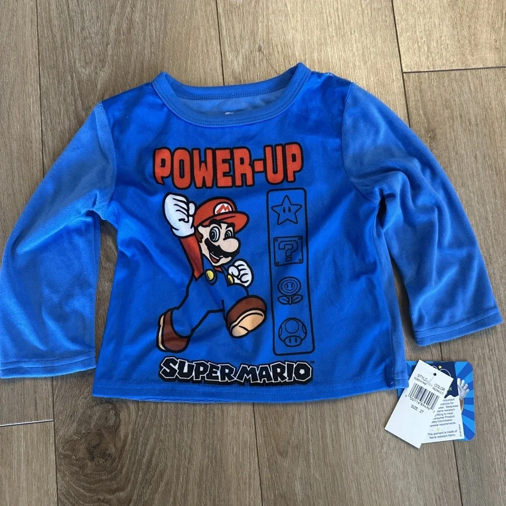 Super Mario Nintendo Toddler Size 2T‎ Pajama Set Power Up Long Sleeve NWT